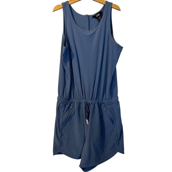 Athleta Girl Blue Active Sleeveless Romper XL 14 Athletic Activewear Casual Play - Picture 2 of 5
